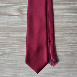 Yves Saint Laurent Silk Tie Classic Logo Designer Necktie Red